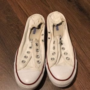 Lightly worn white slip on converse
